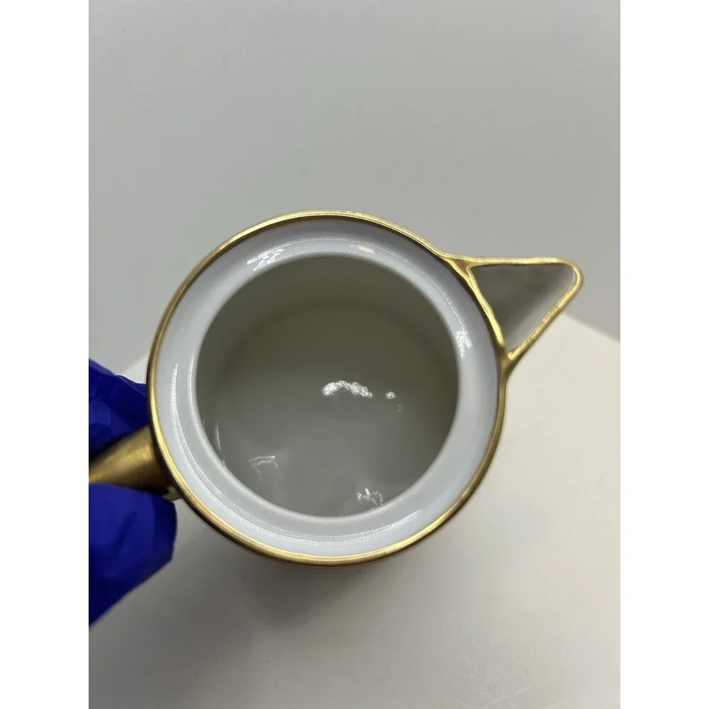 Nippon Hand Painted Porcelain Floral & Gold Gilt Syrup Pitcher‎ with Lid